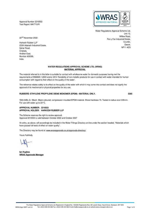 WRAS certificate